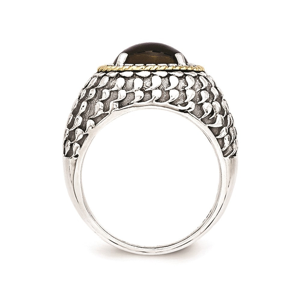 Sterling Silver w/14k Antiqued Smoky Quartz Ring