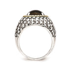 Sterling Silver w/14k Antiqued Smoky Quartz Ring