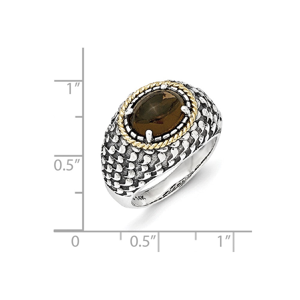 Sterling Silver w/14k Antiqued Smoky Quartz Ring
