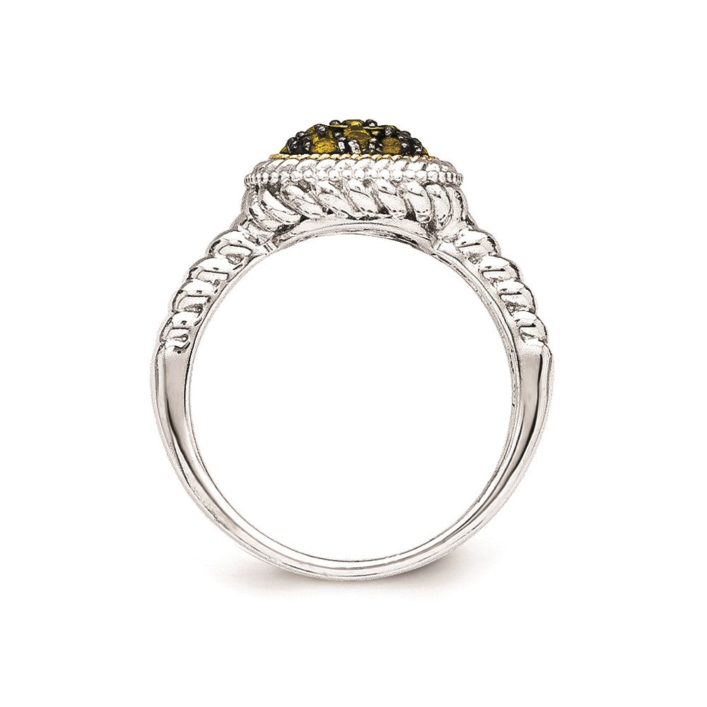 Sterling Silver w/14k and Black Rhodium Citrine Ring