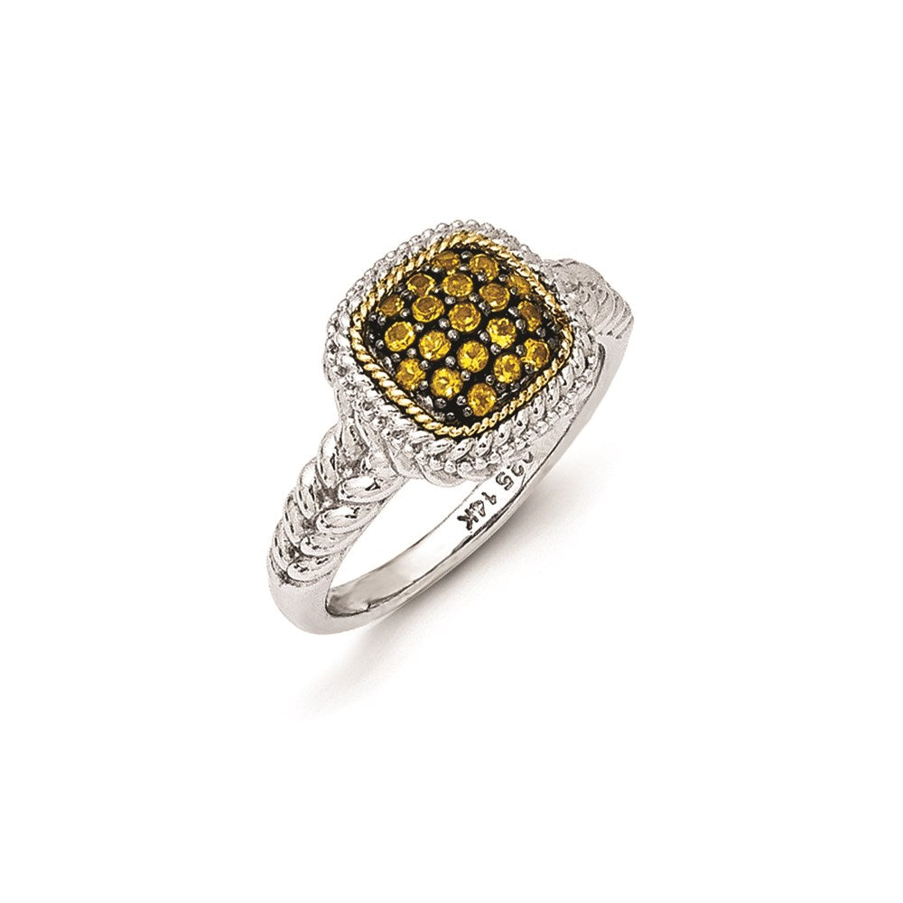 Sterling Silver w/14k and Black Rhodium Citrine Ring