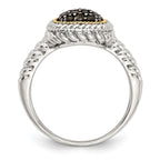 Sterling Silver w/14k and Black Rhodium Smoky Quartz Ring