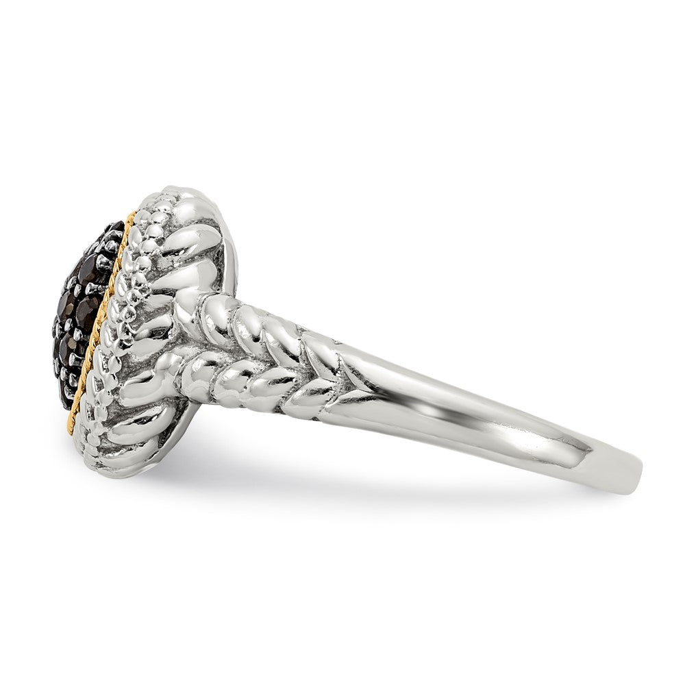 Sterling Silver w/14k and Black Rhodium Smoky Quartz Ring