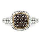 Sterling Silver w/14k and Black Rhodium Smoky Quartz Ring