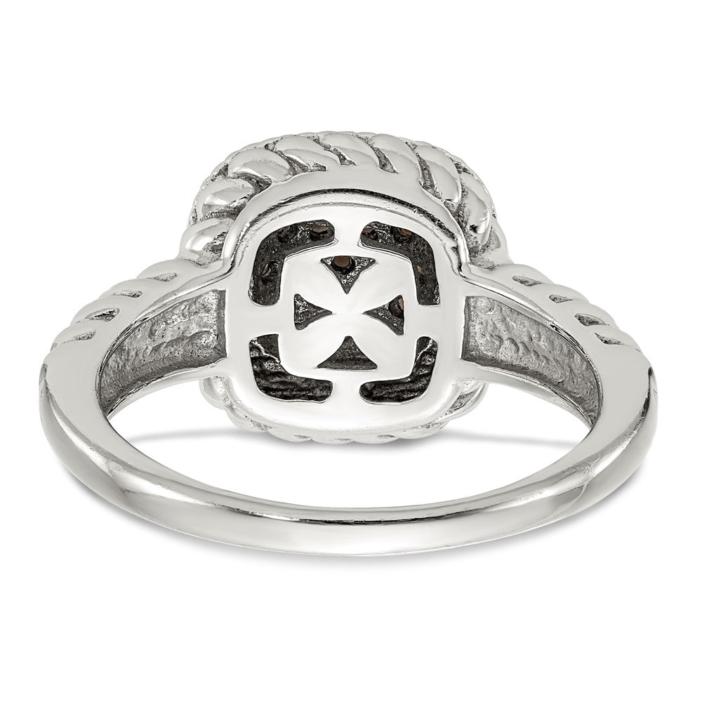 Sterling Silver w/14k and Black Rhodium Smoky Quartz Ring
