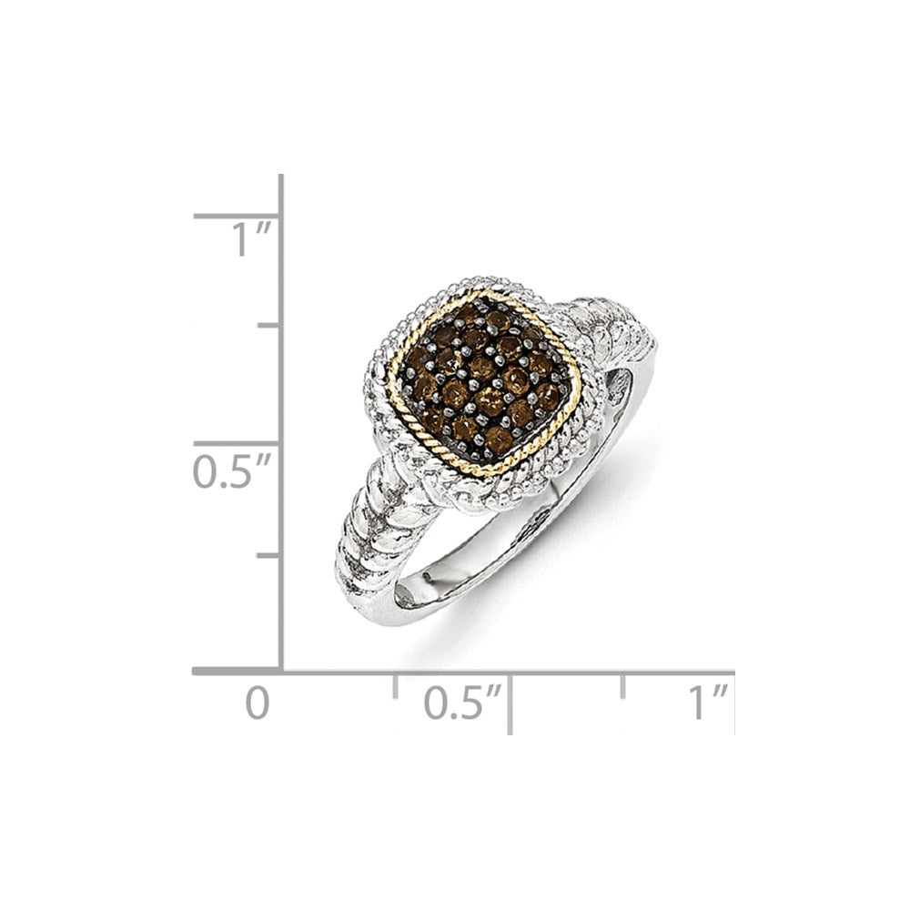 Sterling Silver w/14k and Black Rhodium Smoky Quartz Ring