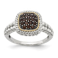 Sterling Silver w/14k and Black Rhodium Smoky Quartz Ring