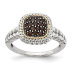 Sterling Silver w/14k and Black Rhodium Smoky Quartz Ring