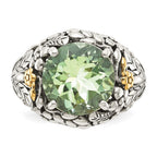 Shey Couture Sterling Silver with 14K Accent Antiqued Round Green Quartz Ring