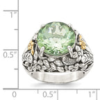 Shey Couture Sterling Silver with 14K Accent Antiqued Round Green Quartz Ring