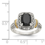 Shey Couture Sterling Silver with 14K Accent Antiqued Black Onyx Ring