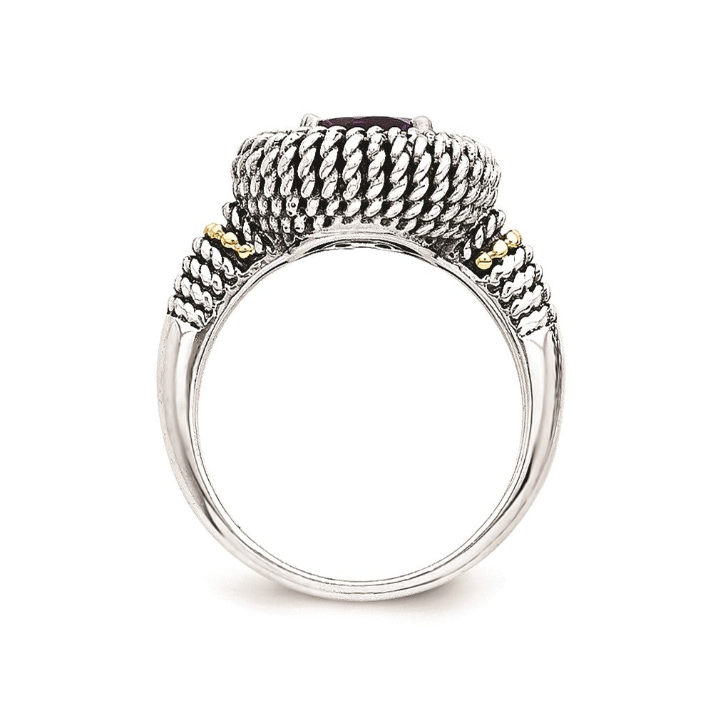 Sterling Silver w/14k Antiqued Amethyst Ring