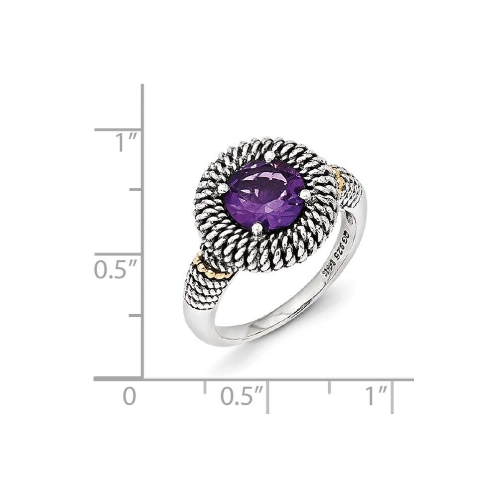 Sterling Silver w/14k Antiqued Amethyst Ring