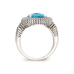 Sterling Silver w/14k Antiqued Blue Topaz Ring