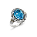 Sterling Silver w/14k Antiqued Blue Topaz Ring