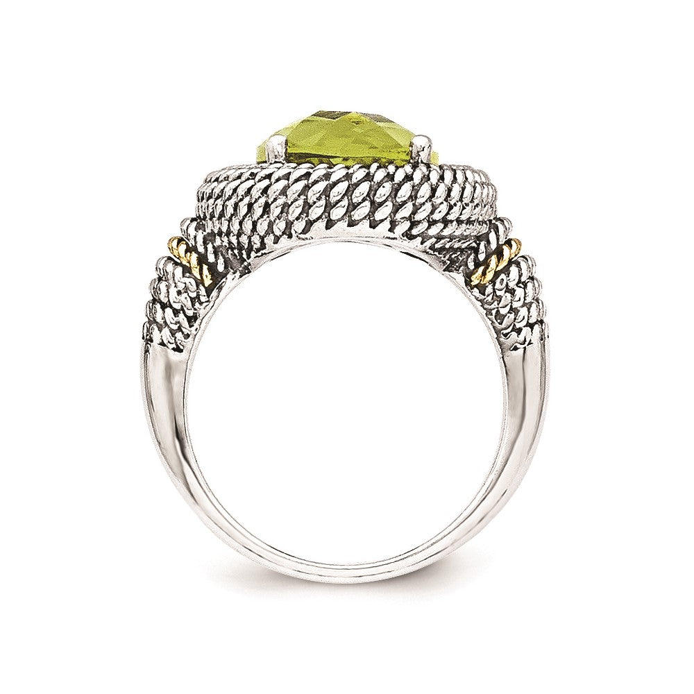 Sterling Silver w/14k Antiqued Lemon Quartz Ring