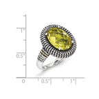 Sterling Silver w/14k Antiqued Lemon Quartz Ring