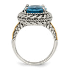 Shey Couture Sterling Silver with 14K Accent Antiqued Oval Blue Topaz Ring