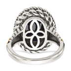 Shey Couture Sterling Silver with 14K Accent Antiqued Checkerboard-cut Black Onyx Ring