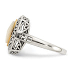 Shey Couture Sterling Silver with 14K Accent Antiqued Mother Of Pearl Ring