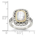 Shey Couture Sterling Silver with 14K Accent Antiqued Mother Of Pearl Ring