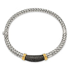 Shey Couture Sterling Silver with 14K Accent Antiqued Black Diamond Hinged Bangle Bracelet