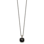 Shey Couture Sterling Silver with 14K Accent 18 Inch Antiqued Checkerboard-cut Black Onyx Necklace