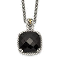 Shey Couture Sterling Silver with 14K Accent 18 Inch Antiqued Checkerboard-cut Black Onyx Necklace