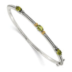 Shey Couture Sterling Silver with 14K Accent Antiqued Oval Peridot Hinged Bangle
