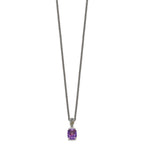 Shey Couture Sterling Silver with 14K Accent 18 Inch Antiqued Diamond and Checkerboard-cut Cushion Amethyst Necklace
