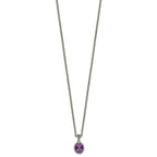 Shey Couture Sterling Silver with 14K Accent 18 Inch Antiqued Amethyst Oval Necklace