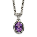 Shey Couture Sterling Silver with 14K Accent 18 Inch Antiqued Amethyst Oval Necklace