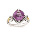 Sterling Silver w/14ky Amethyst Cushion Ring