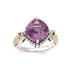 Sterling Silver w/14ky Amethyst Cushion Ring