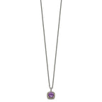 Shey Couture Sterling Silver with 14K Accent 18 Inch Antiqued Cushion Amethyst Necklace