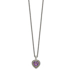 Shey Couture Sterling Silver with 14K Accent 18 inch Antiqued Amethyst Heart Necklace
