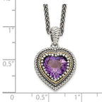Shey Couture Sterling Silver with 14K Accent 18 inch Antiqued Amethyst Heart Necklace