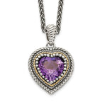 Shey Couture Sterling Silver with 14K Accent 18 inch Antiqued Amethyst Heart Necklace