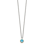 Shey Couture Sterling Silver with 14K Accent 18 Inch Antiqued Round Blue Topaz Necklace