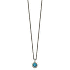 Shey Couture Sterling Silver with 14K Accent 18 Inch Antiqued Round Blue Topaz Necklace