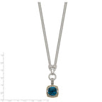 Shey Couture Sterling Silver with 14K Accent 17 Inch Antiqued Cushion London Blue Topaz and Diamond Plus 1in. Ext. Necklace