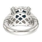 Shey Couture Sterling Silver with 14K Accent Antiqued London Blue Topaz and Diamond Ring