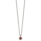 Shey Couture Sterling Silver with 14K Accent 18 Inch Antiqued Checkerboard Bezel Garnet Necklace