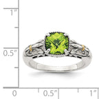 Shey Couture Sterling Silver with 14K Accent Antiqued Cushion Peridot Ring
