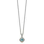 Shey Couture Sterling Silver with 14K Accent 18 Inch Antiqued Cushion Bezel Sky Blue Topaz Necklace