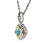 Shey Couture Sterling Silver with 14K Accent 18 Inch Antiqued Cushion Bezel Sky Blue Topaz Necklace