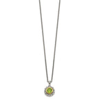 Shey Couture Sterling Silver with 14K Accent 18 Inch Antiqued Round Bezel Peridot Necklace