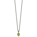 Shey Couture Sterling Silver with 14K Accent 18 Inch Antiqued Oval Peridot and Diamond Necklace