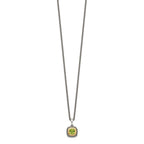 Shey Couture Sterling Silver with 14K Accent 18 Inch Antiqued Cushion Bezel Peridot Necklace