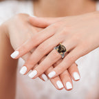 Shey Couture Sterling Silver with 14K Accent Antiqued Trillion Checkerboard Smoky Quartz Ring
